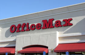 Office Max sign on front of business front Office Max sign on front of business front