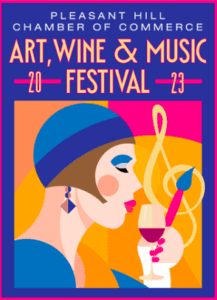 art, wine, music logo